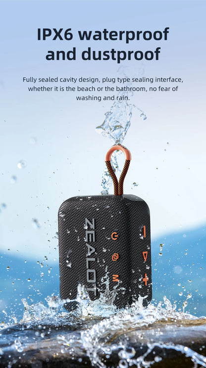 ZEALOT S75 Outdoor Portable Speaker Dual-Driver Bluetooth Speaker, IPX6 Waterproof, True Wireless Stereo for Outdoor