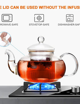 400-1000ml Clear Teapot With Removable Infuser Glass Teapot Stovetop Safe Loose Leaf And Blooming Tea Maker