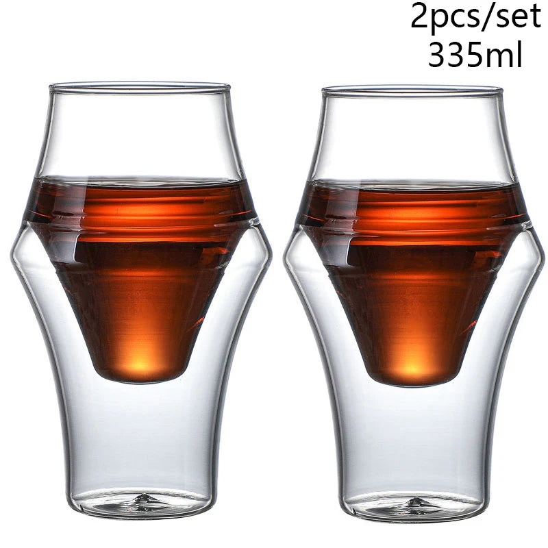120/250/335ml Double-layer Glass Cup Hanging Ear Espresso Coffee Cup Anti-scalding Milk Brandy Wine Teacup Clear Mug Set