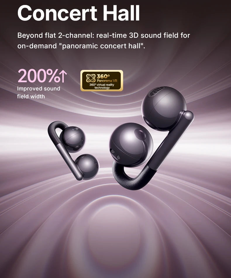 F60 Open Ear 360° Panoramic Sound Headphones Deep Bass Earphones Hi-Pure Original High Lossless Quality Sound Headset