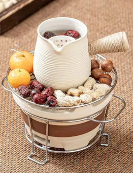 450ML Ceramic Carbon Furnace Tea Set Puer Kung Fu Tea Set Outdoor Potable Barbecue Charcoal Stove Tea Stove Ceramic Teapot