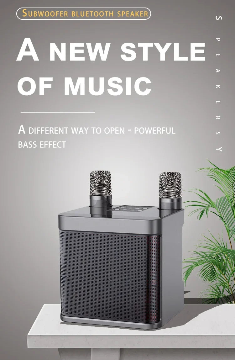 Portable Dual Microphone Karaoke Machine for Adults  Speaker Home KTV System HIFI Stereo Bluetooth Mic