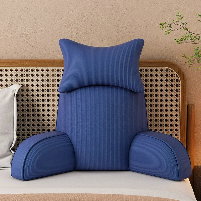 Reading Pillow Dark Grey Backrest with Arms Ultra-Comfy Removable Microplush Cover & Detachable Neck Roll