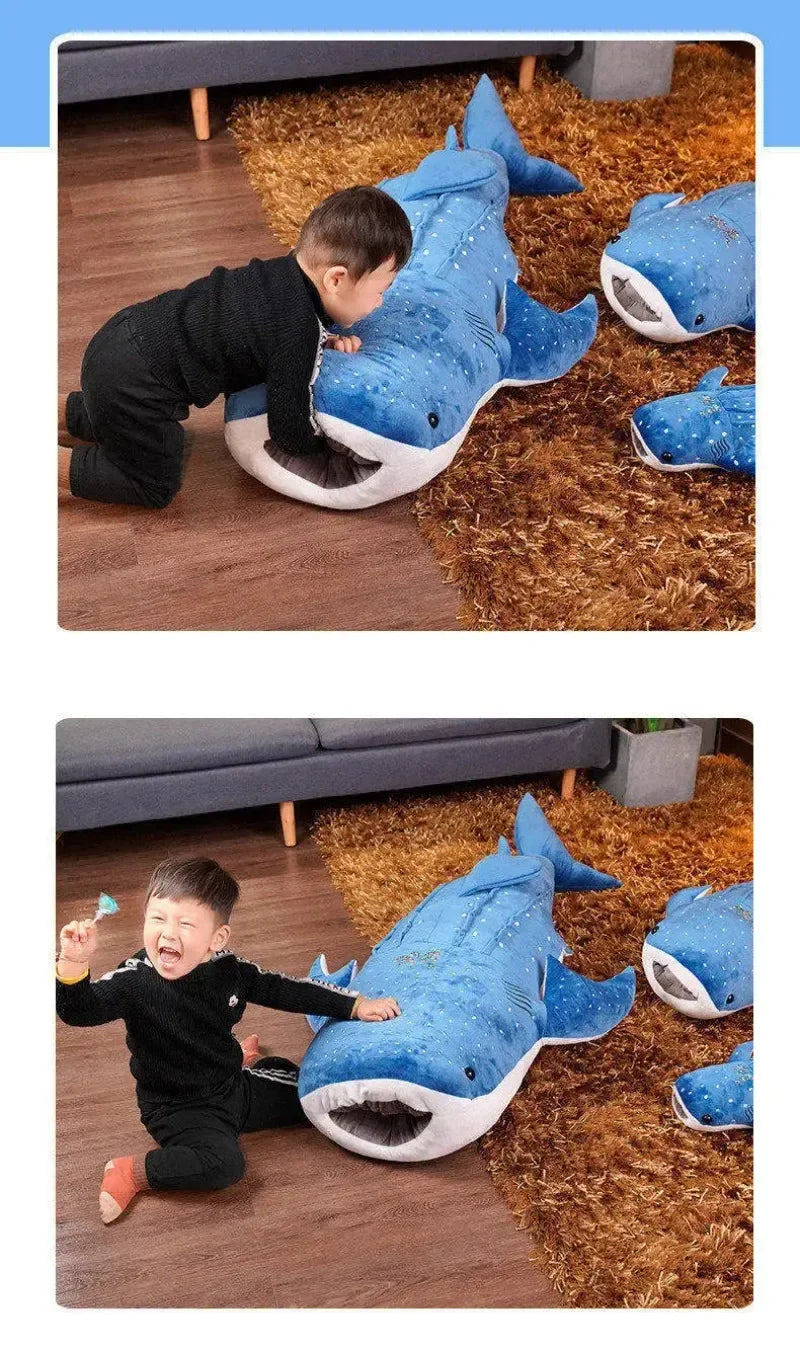 Large Whale Shark Body Pillow Long Cute Fish Stuffed Sofa Decorative Plush Body Pillow Whale Shark Back Plush Cushion Decor Gift