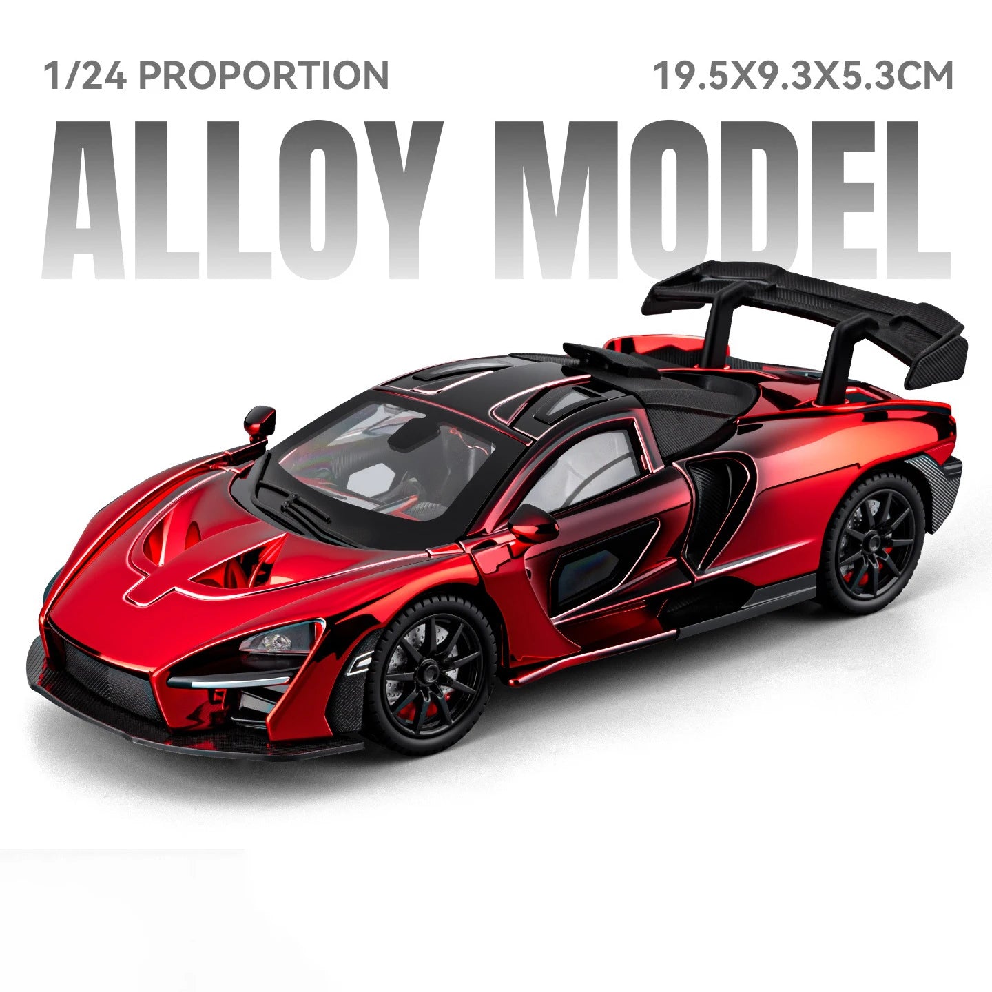 1 24 Scale Senna Supercar Diecast Pull Back Model Car with Sound and Light