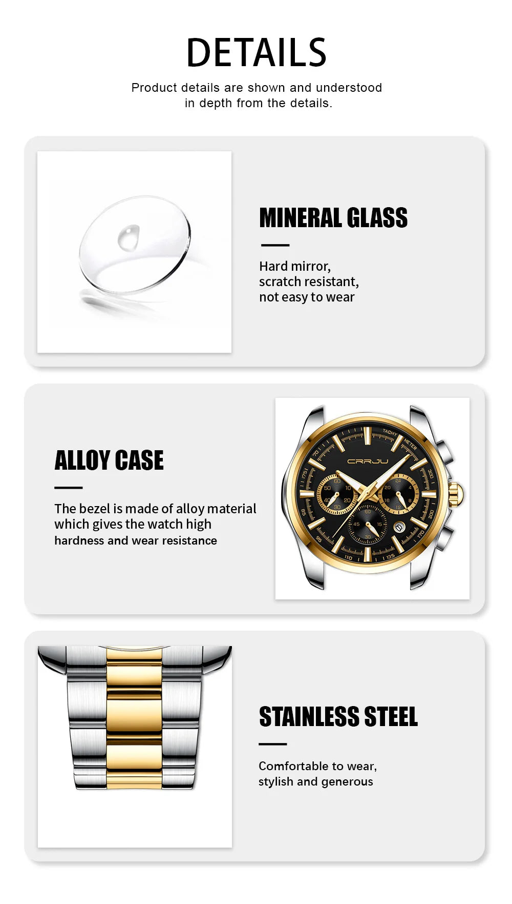 Men Watch Sports Casual Quartz Wristwatches with Chronograph Fashion Stainless Steel Auto Date Clock Male