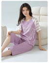 2-Pcs Women’s Cotton Pajama Set – Breathable Short Sleeve Summer Sleepwear with Cute Prints