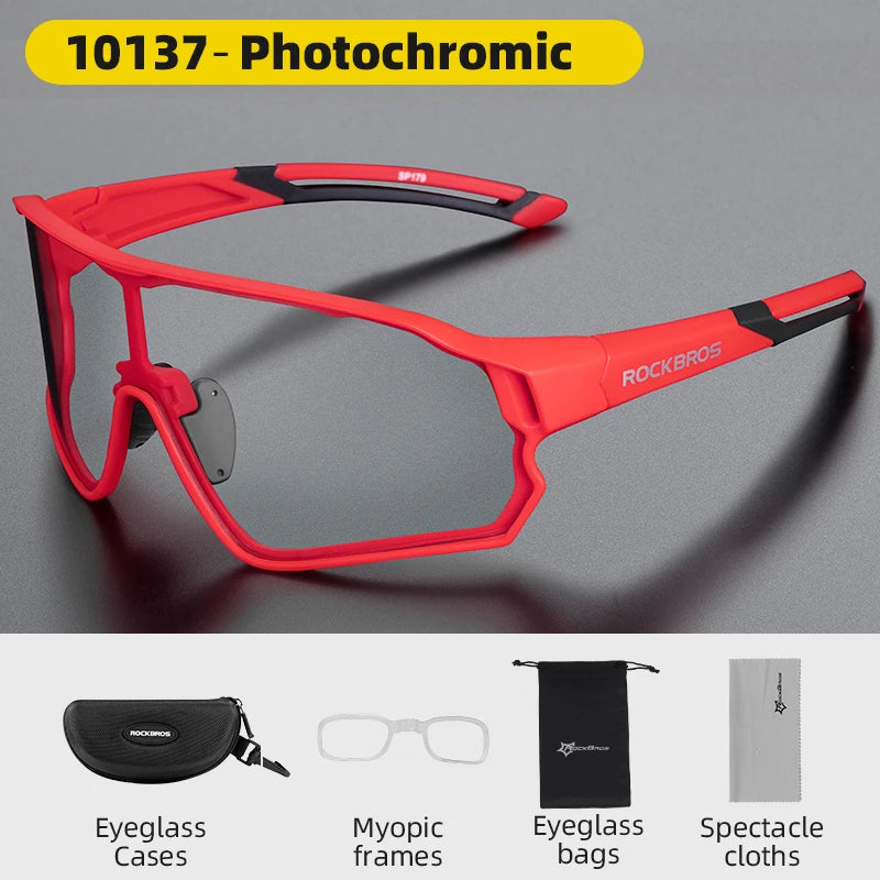 Photochromic Bicycle Glasses UV400 Goggle Large Frame Men Women Sports Bike Eyewear Sungless Adjustable Cycling Glasses