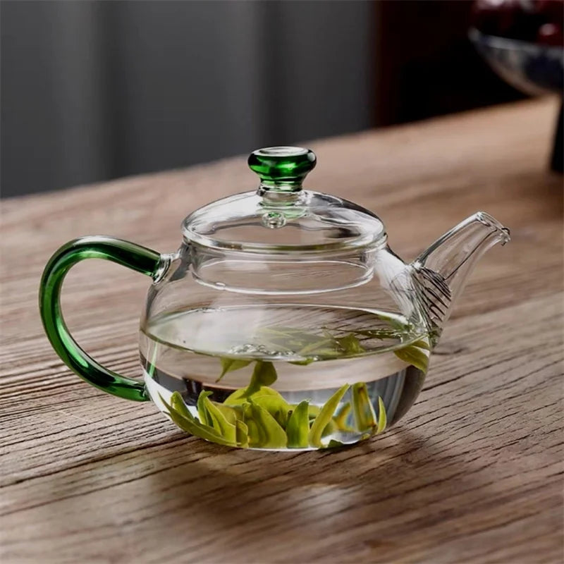200ml Clear Heat-resistant Small Glass Teapot with Stainless Steel Filter Small Brewing Flower Green Tea Pot Kung Fu Tea Set