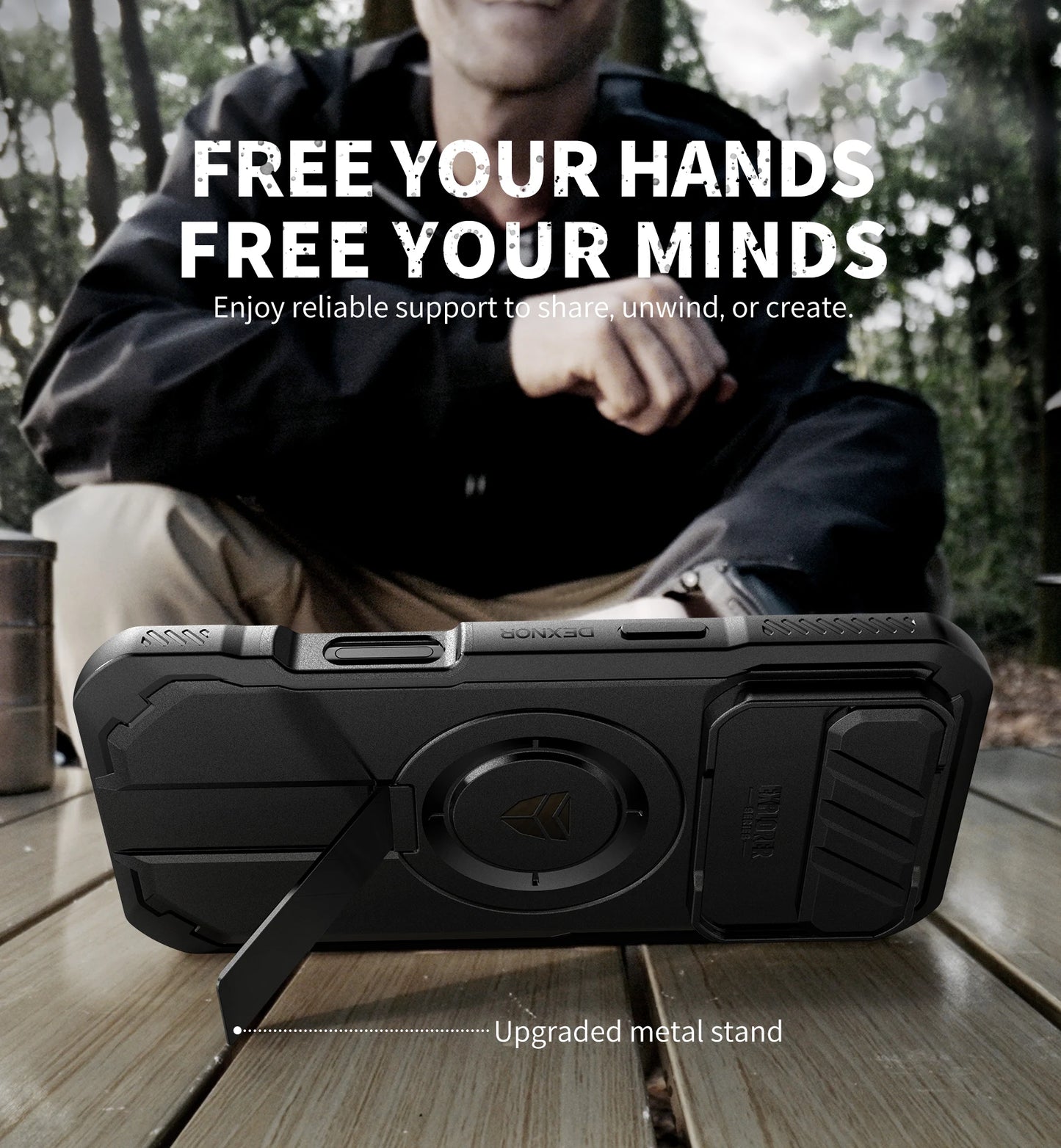 For iphone Air Case Rugged Armor Shockproof Case with Built-in Sliding Camera Cover and Built-in Screen Protector Kickstand