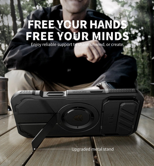 For iphone Air Case Rugged Armor Shockproof Case with Built-in Sliding Camera Cover and Built-in Screen Protector Kickstand