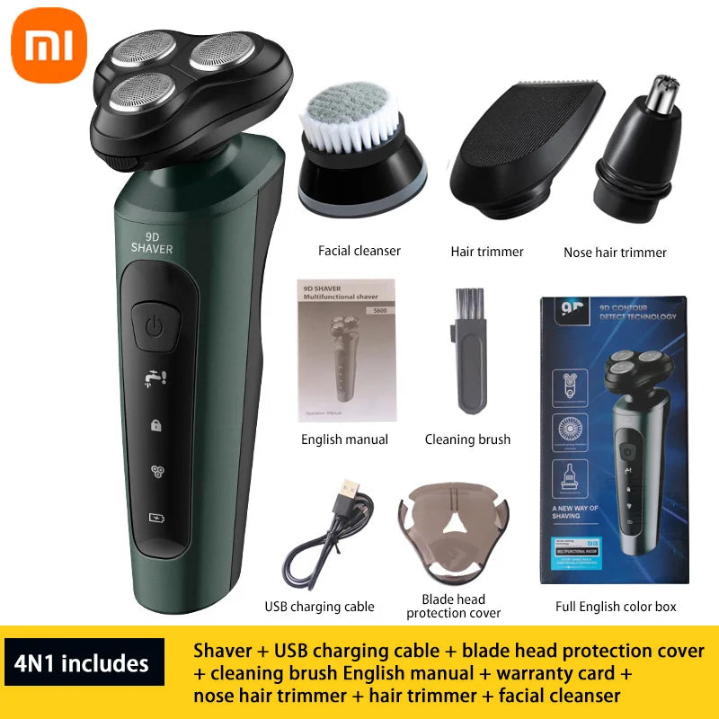 Xiaomi Electric Shavers Men Waterproof Wet Dry Use Electric Trimmer Razor Rechargeable Battery Rotary Shavers Machine Shaving