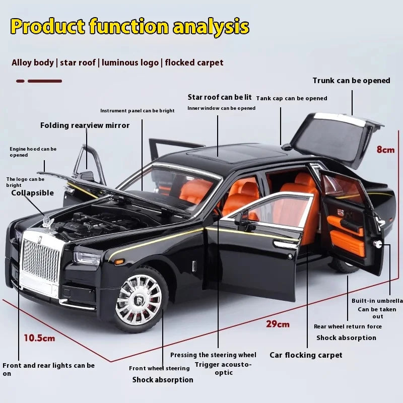 1:18 Rolls Royce Phantom Alloy Diecast Model Car Metal Large Games For Mother Birthday Gifts  Boy Collection Hobby
