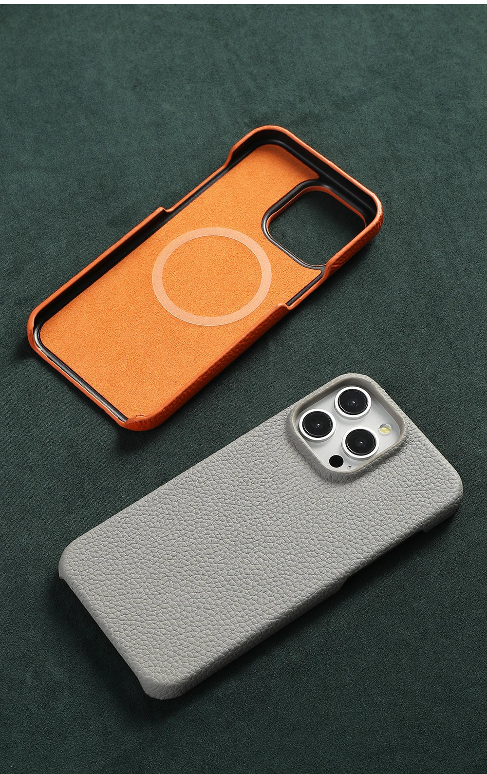 for Magsafe Case for iPhone 15 16 Pro Max Promax 16Pro Natural Cowhide Lychee Leather  Protector Luxury Phone Back Cover