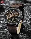 Digital Watch Waterproof Chronograph Sports Leather Strap Wristwatch Dual Display Digital Luminous Clock