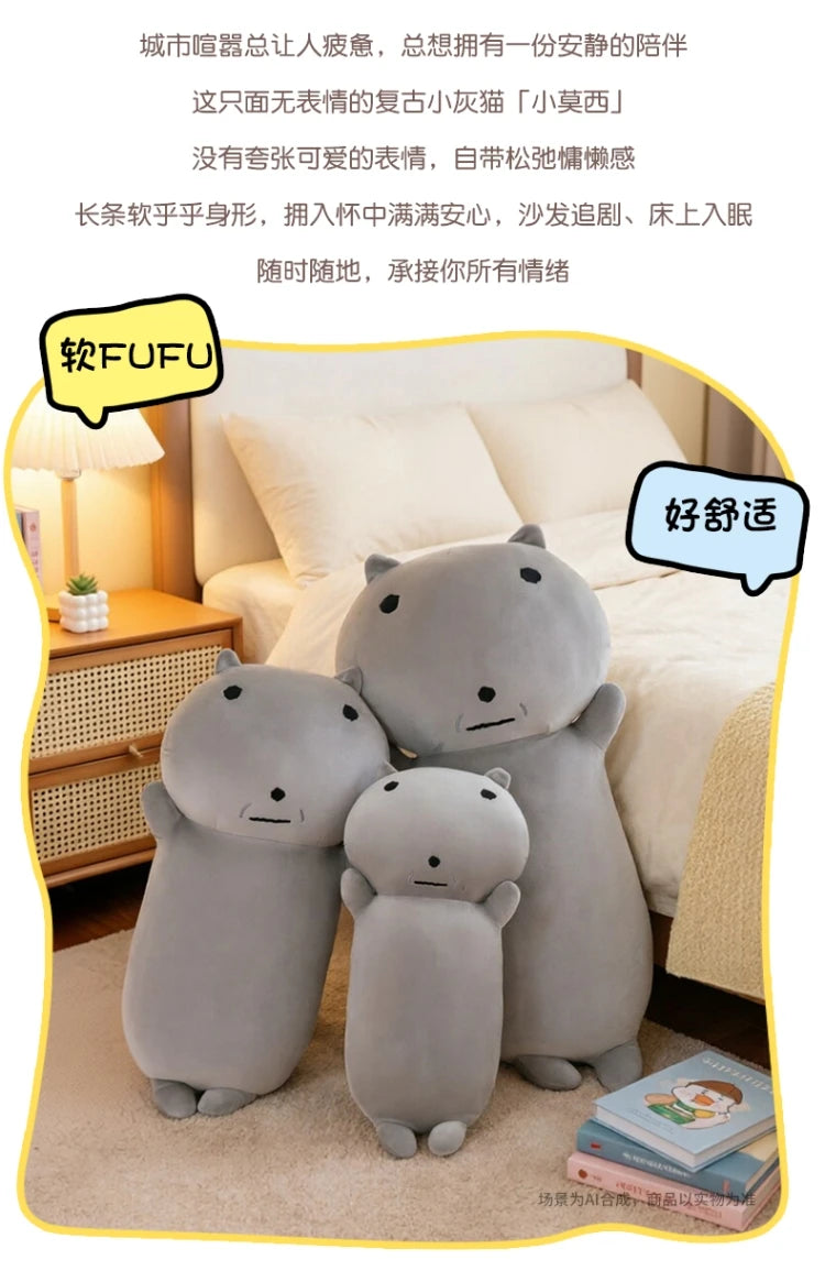95cm Grey Cat Plush Toy Long Hugging Pillow