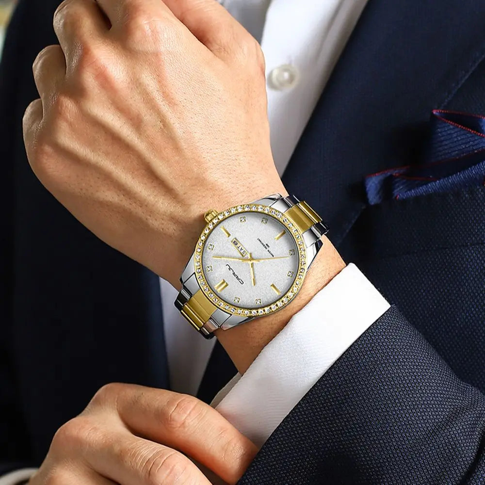 Fashion Business Men Watches Stainless Steel Quartz Wrsitwatches Auto Date Clock with Luminous Hands Relogio Masculino