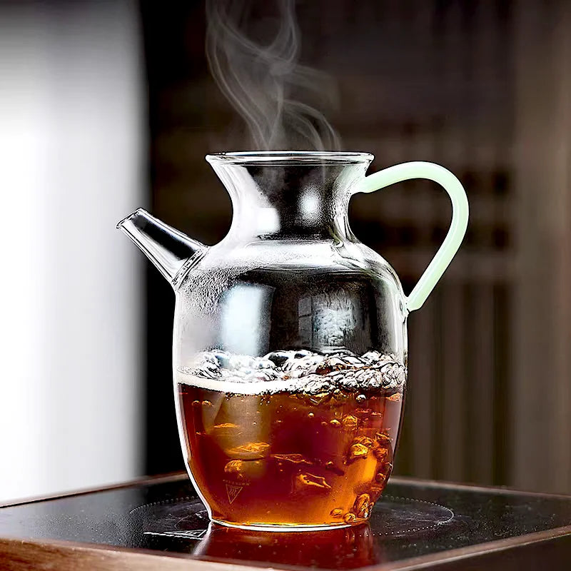 250ml Imitation Jade Handle Glass Teapot