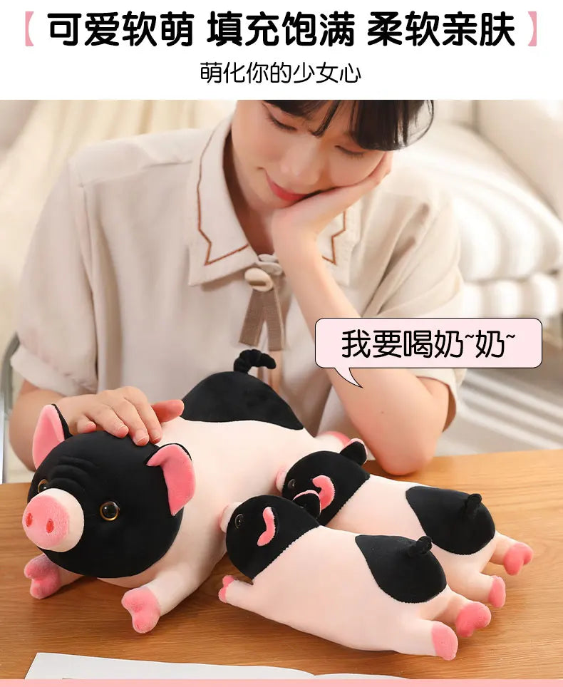 Cute Miniature Pig Plush Stuffed Animal Lying Down Pillow