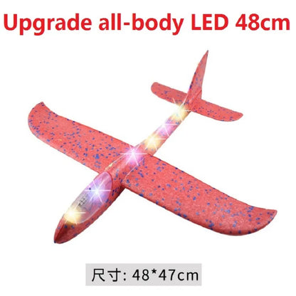 48cm LED DIY Kids Toys Hand Throw Flying Glider Planes Foam Aeroplane Model Party Bag Fillers Flying Glider Plane Toys Kids Game