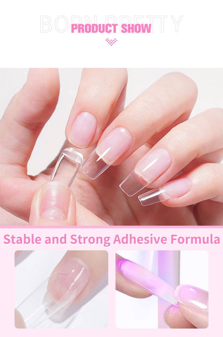 6 IN 1 Nail Glue Gel 15ML for Acrylic Nails Soak off Base Gel Top Coat UV Extension Nail Gel False Nail Tips Gel