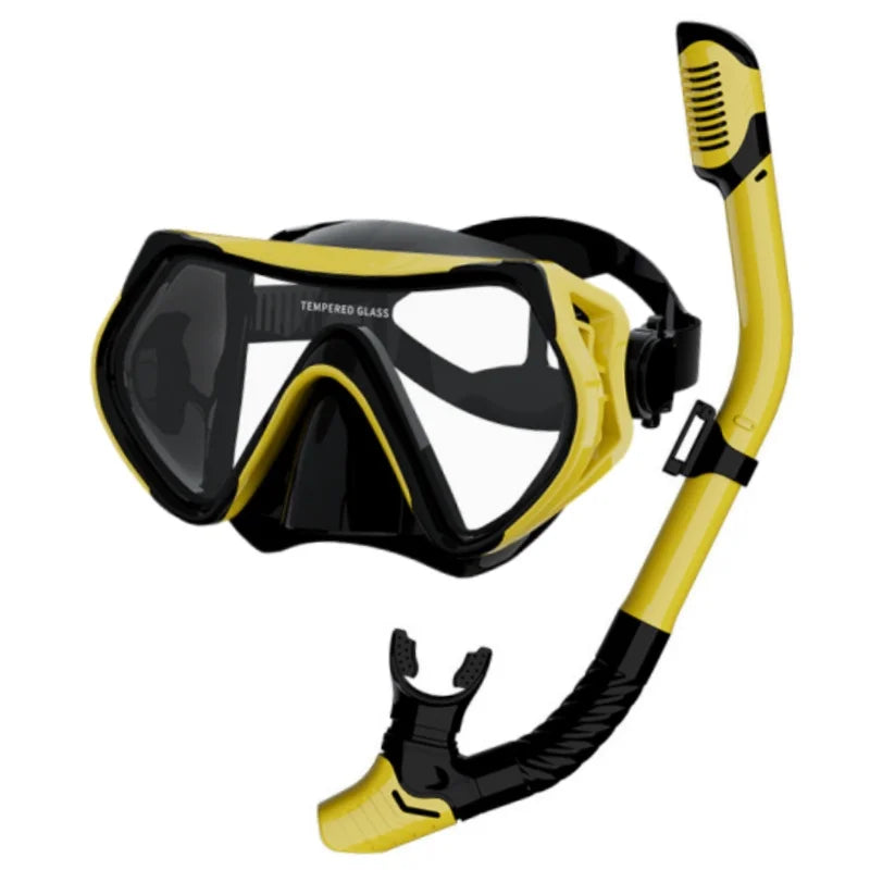 Scuba Diving Mask Snorkel Set For  Tempered Glass Professional Panoramic Snorkeling Gear Swimming Training