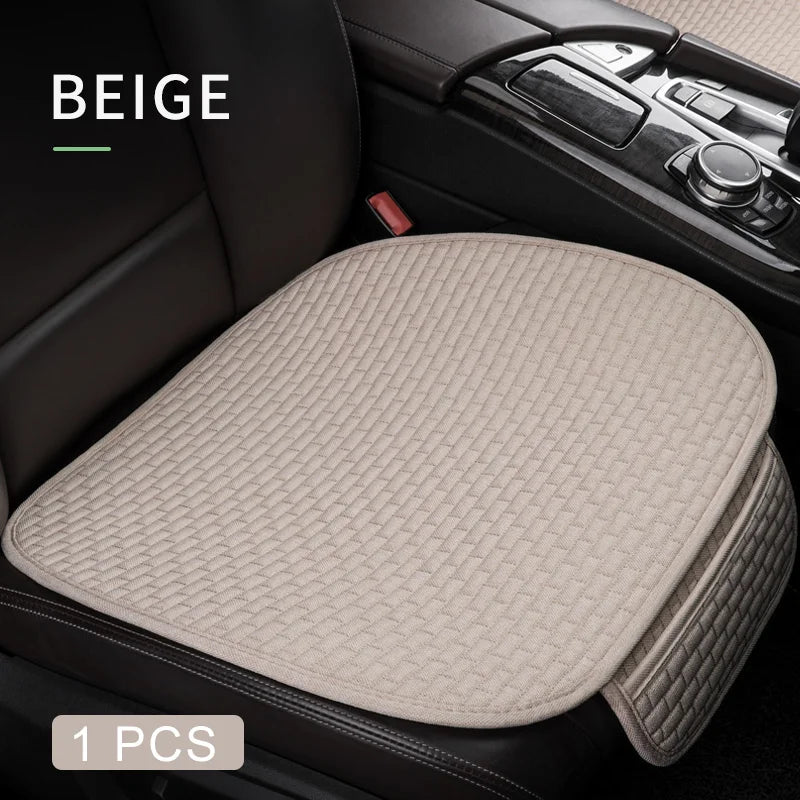 Karcle Car Seat Cover Full Set Front Rear Linen Car Cushion Breathable Universal Seat Pad Auto Protector Mat Interior Accessory