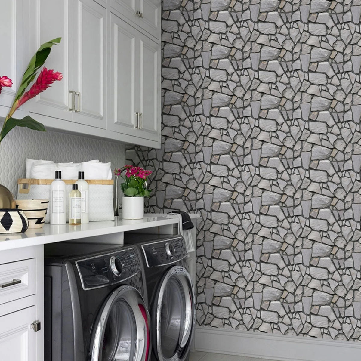 10pcs 3D Faux Stone Peel and Stick Wall Panel Self Adhesive Kitchen Tile Backsplash 3D Wall Sticker Tile Sticker 30cm x 30 cm