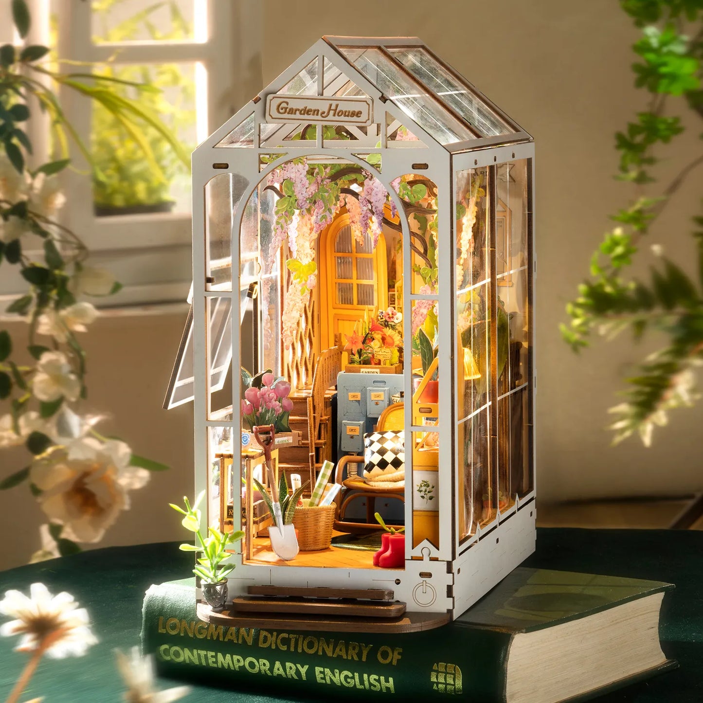 DIY Book Nook Garden house with Lights Easy Assemble Amazing