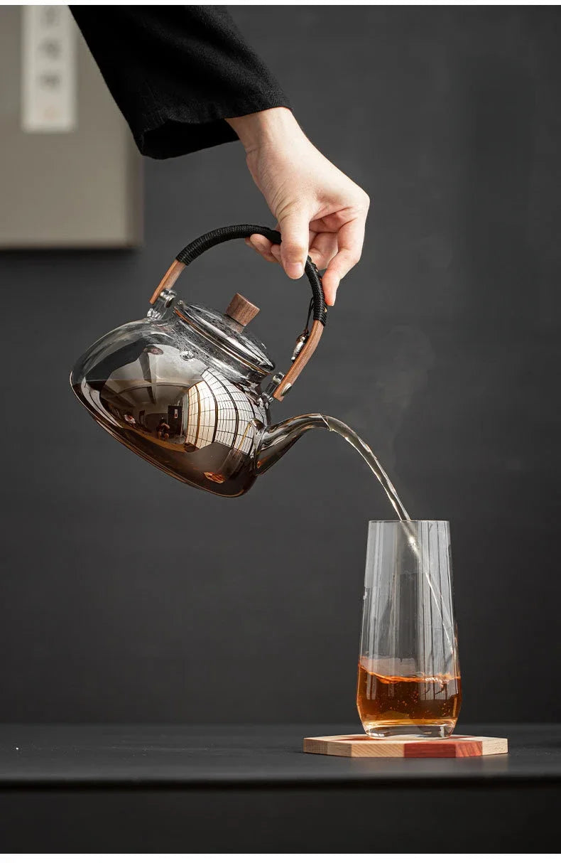 Heat Resistant Glass Coffee and Tea Kettle with Loop Handle 950ml