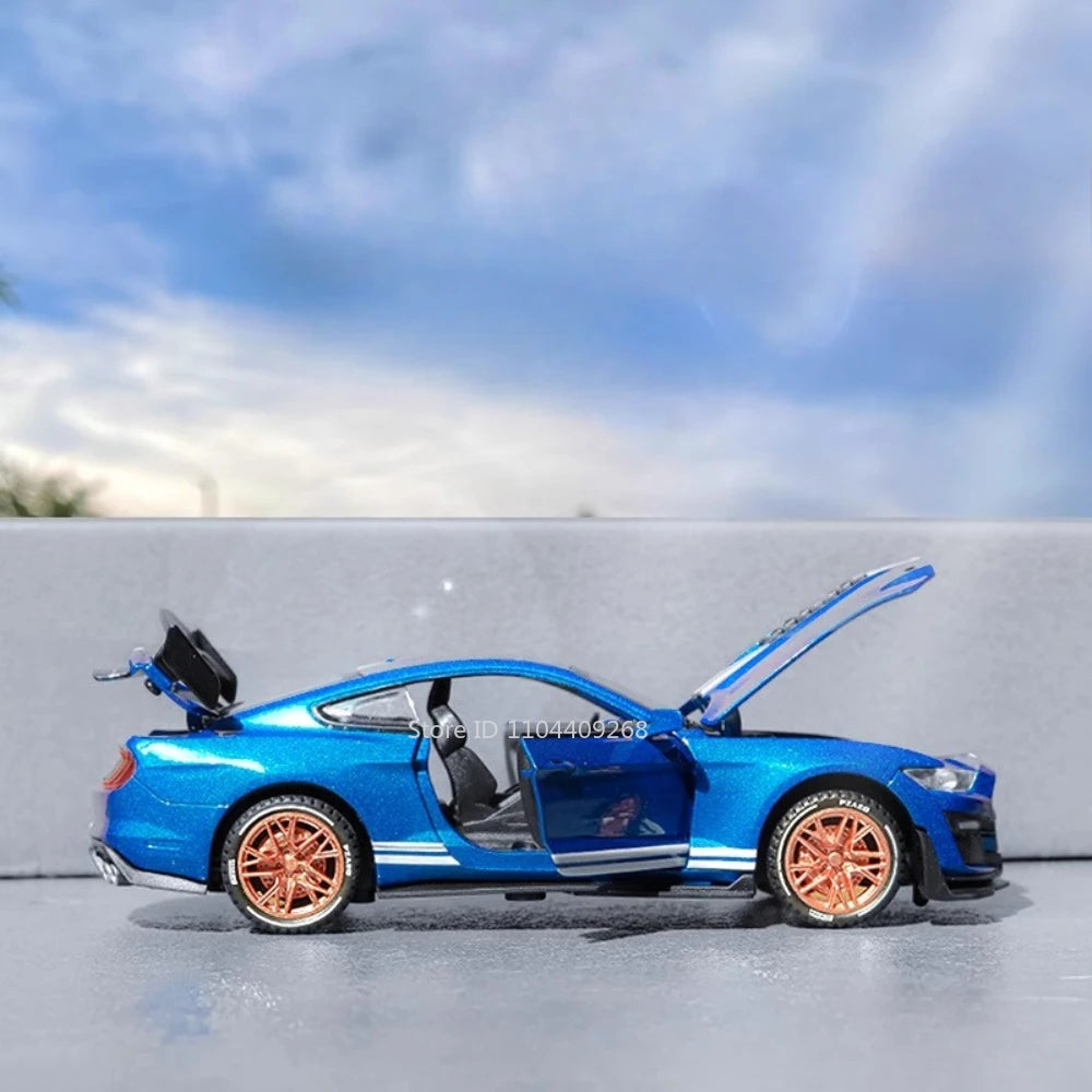 Scale 1:32 Mustang Shelby GT500 F-150 Toy Car Model Alloy Diecast Sound Light Pull Back Vehicle Models Birthday Gifts