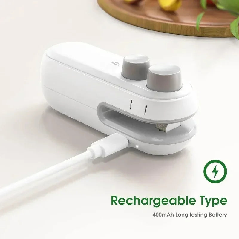2-in-1 Mini USB-C Rechargeable Bag Sealer & Cutter – Portable Handheld Heat Sealer for Plastic Food Storage Bags