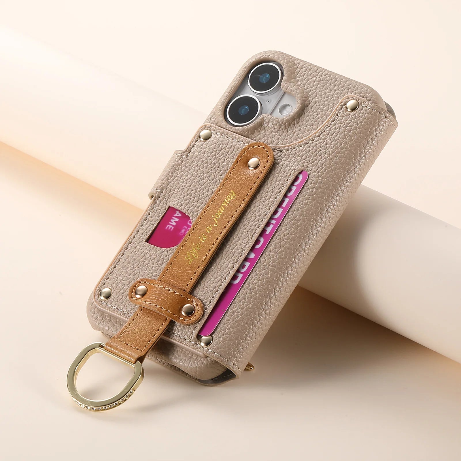 Wallet Flip Case for iPhone 16 15 Pro Max 14 Plus 16Pro 14Pro 15Pro Leather Strap Card Slots Zipper Cover