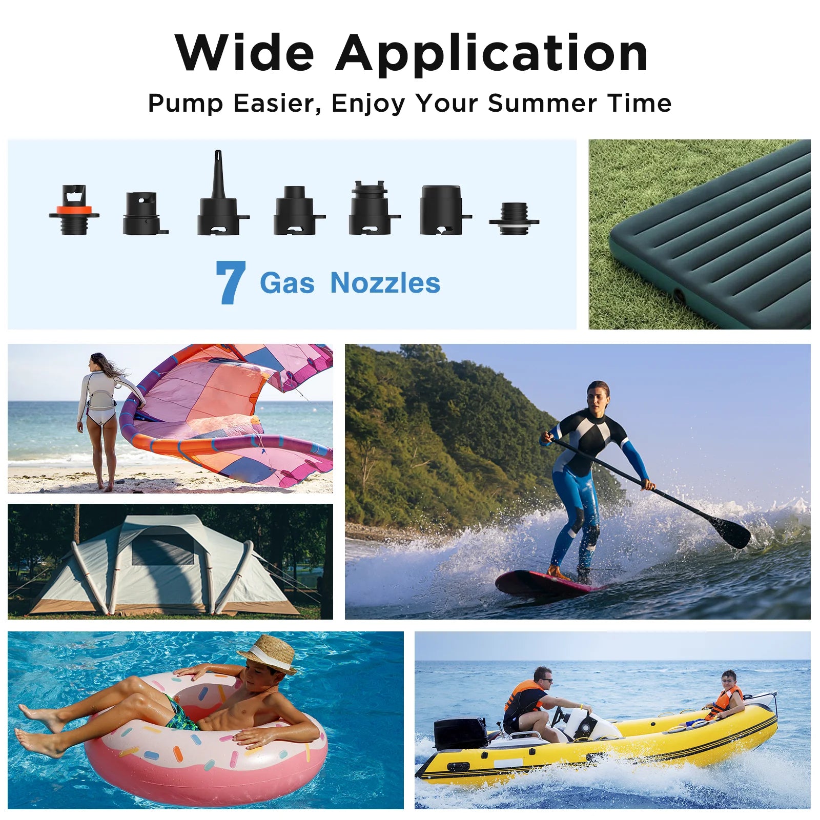 SUP Boat Accessories Inflatable Pump for Pvc Kayak Kite Wings 20PSI Rechargeable Inflate Deflate Stand Up Paddle Pump