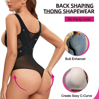 Womens Shapewear Bodysuit Thong Tummy Control Butt Lifter Body Shaper Seamless Waist Trainer Corset X-shaped Stomach Girdles