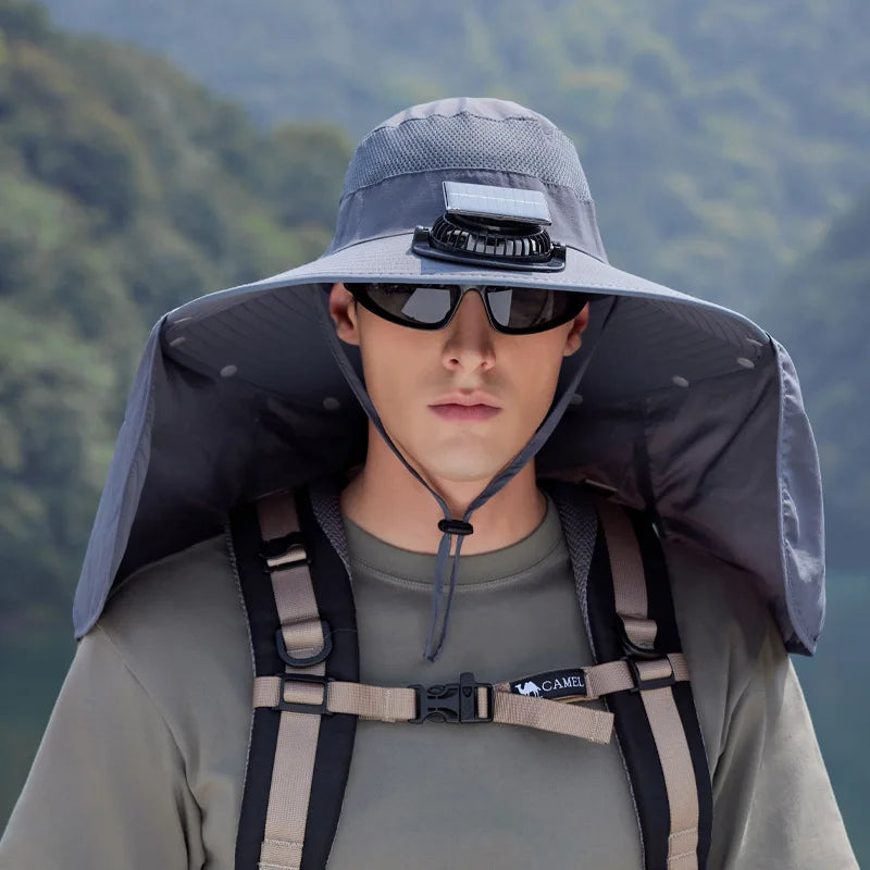 Wide Brim Solar Fan Outdoor Sun Hat