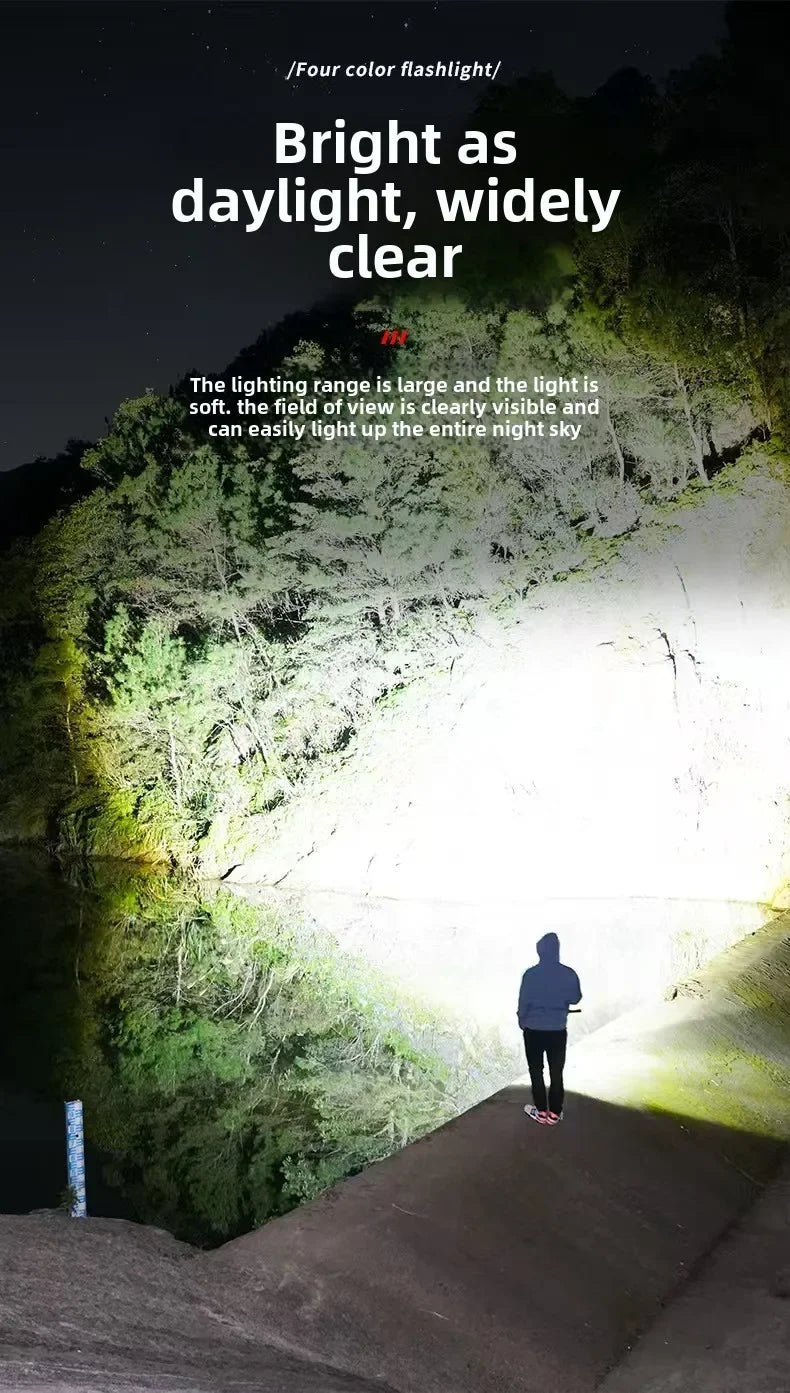 High Power 4 LED Light Source Rechargeable Tactical Flashlight with Zoom Waterproof Aluminum Alloy Camping Lantern