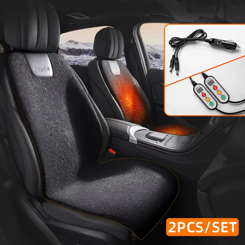 Heated Car Seat Cover Fleece Graphene Fast Car Seat Heater 12/24V Warm Plush Seat Protector Car Heating Mat Winter Seat Cushion