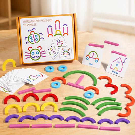 Wooden Creative Sticks and Rings Shape Building Puzzle
