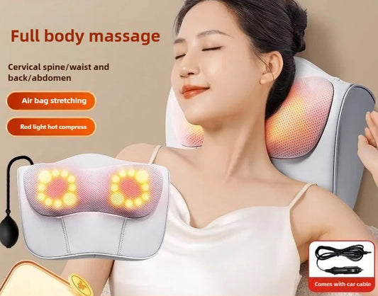 Neck Massage Pillow Electric Cervical Massager Waist Back Shoulder Shiatsu Kneaded Multifunctional Hot Compress Relaxation Gift