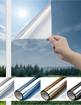 One Way Mirror Window Film Privacy Self-Adhesive Anti UV Heat Control Reflective Window Tint for Home Office Vinyl Silver