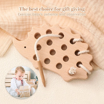 Baby Animal Threading Toys Wooden Stacking Toys Blocks Board Games Wooden Toys Baby Animal Stringing Threading Beads Toys Gift