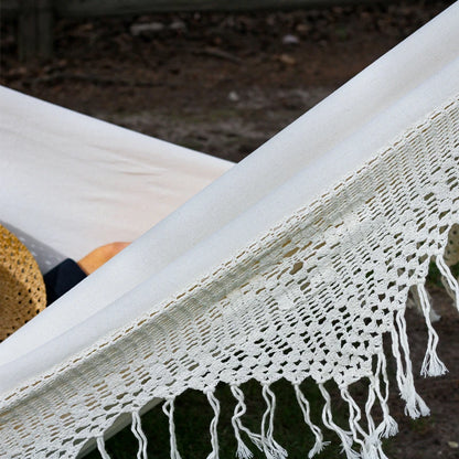 Premium Cotton Canvas Hammock with Woven Tassels for Home, Bedroom, Patio, Porch, Yard, Beach 2 Person Bohemia Style