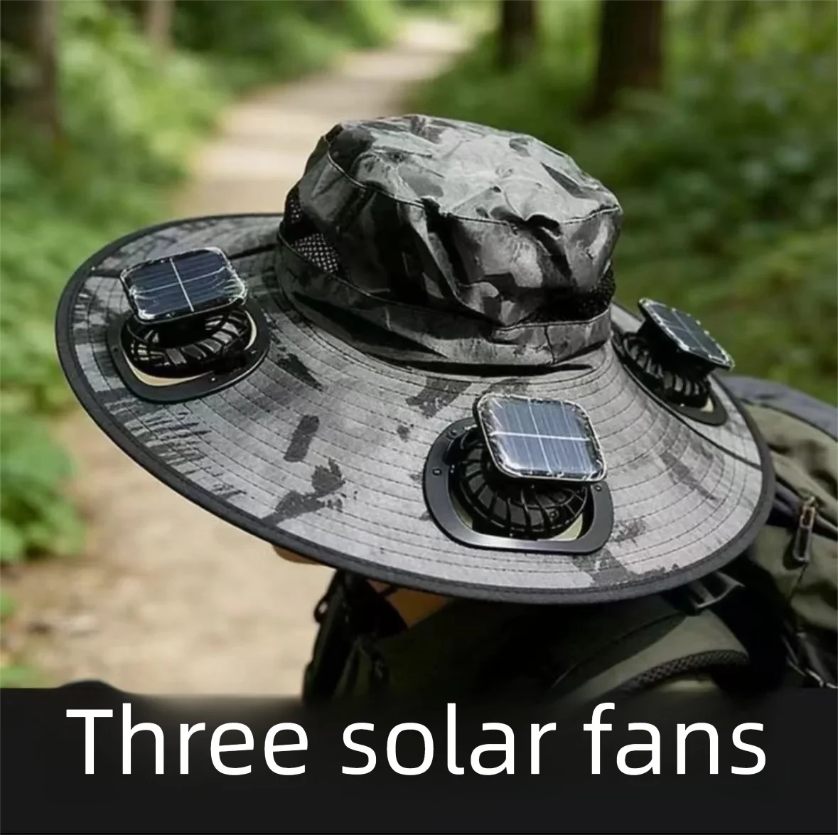 Wide Brim Solar Fan Hat With Dual Fans And USB Charging