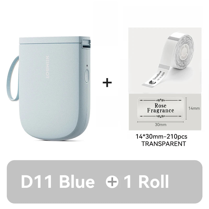 D11 Mini Thermal Label Printer 300DPI, Bluetooth Wireless Inkless Sticker Maker, Portable Label Printer for Android & iOS