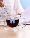 2pcs Bowknot Double Wall Glass Cup Set Coffee Mug Heat-resistant Espresso Cup Thermo Insulated Cup For Cappuccino Tea Drinkware