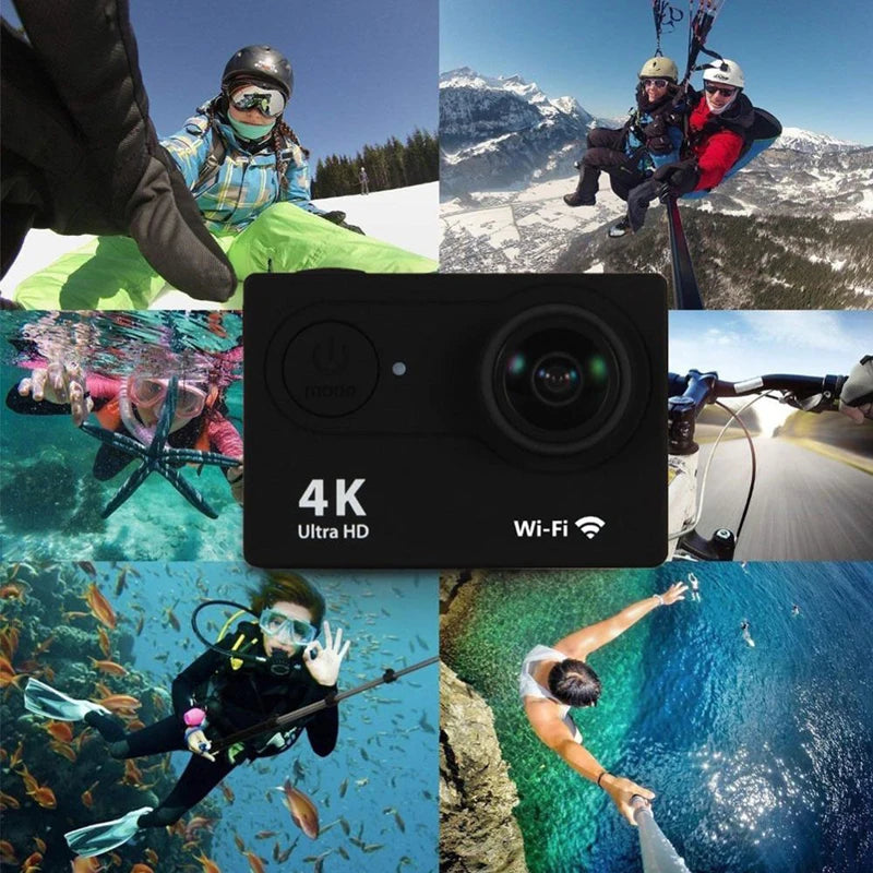 4K WiFi Action Camera with 2 Inch Screen and 30M Waterproof Case
