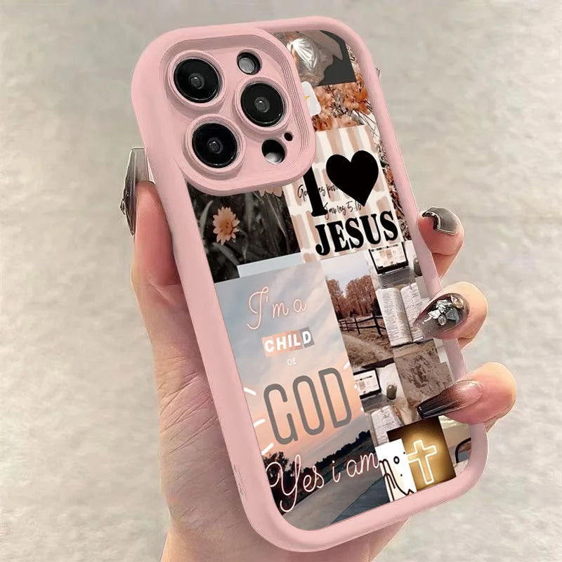 Jesus Collage Pattern Thick Shockproof Phone Case For iPhone 17 16 Pro Max Air 16E 15 14 Cover