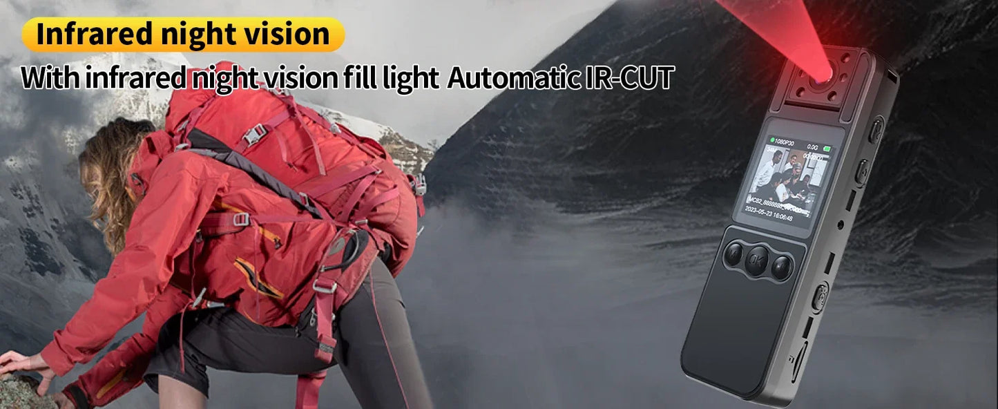 4K Mini Action Camera with Night Vision, WiFi & 180° Rotating Lens Portable Body Cam Recorder