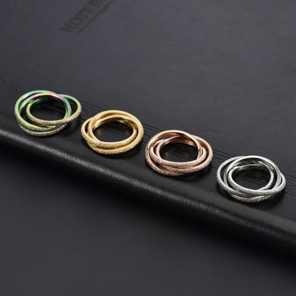 Triple Interlocked Rolling Titanium Stainless Steel Rings